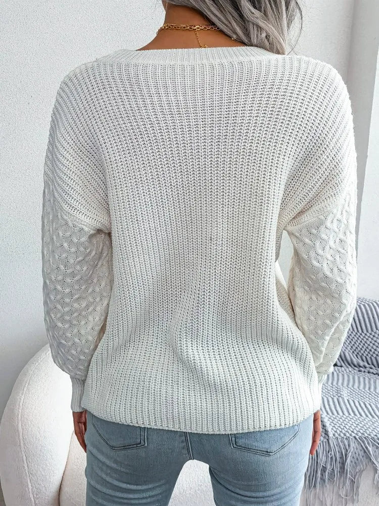 Autumn Winter Lantern Sleeve Knitted Sweater