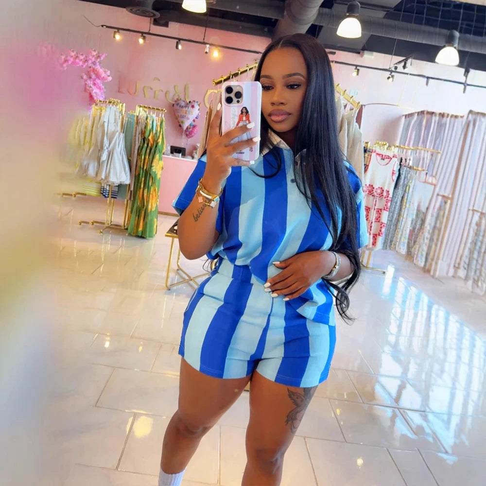 Women’s Striped Polo Set