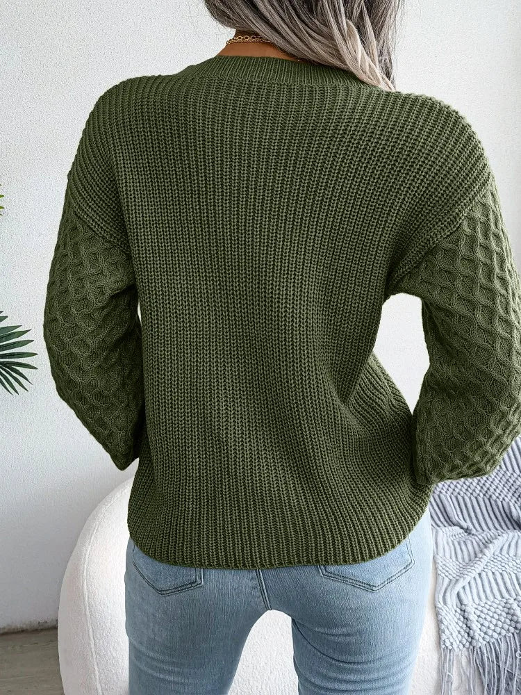 Autumn Winter Lantern Sleeve Knitted Sweater