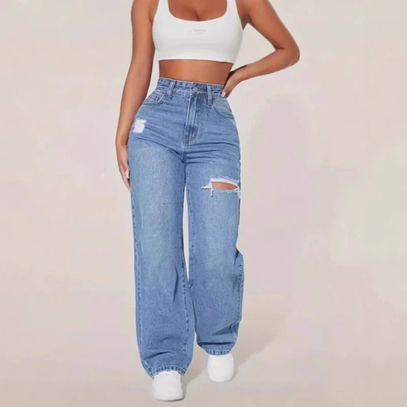 Women’s High-Waist Wide-Leg Mom Jeans