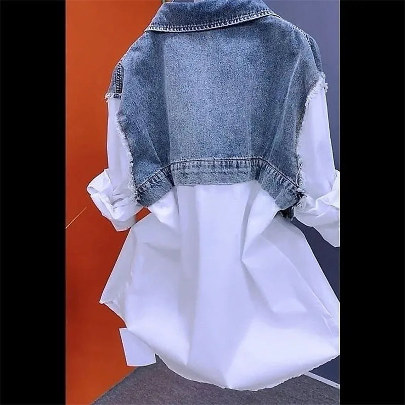 Women's Spliced Denim Jacket