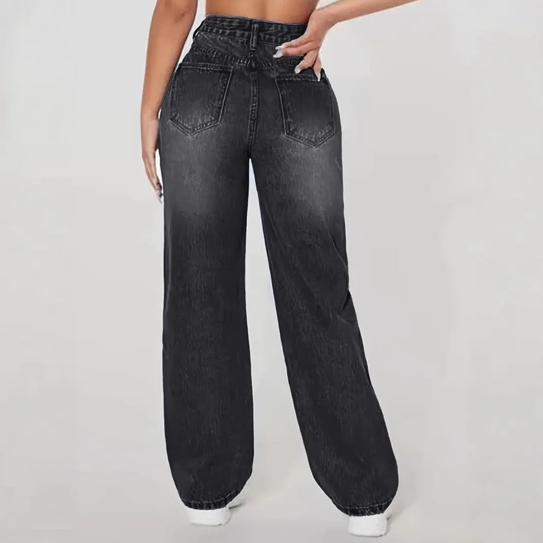 Women’s High-Waist Wide-Leg Mom Jeans