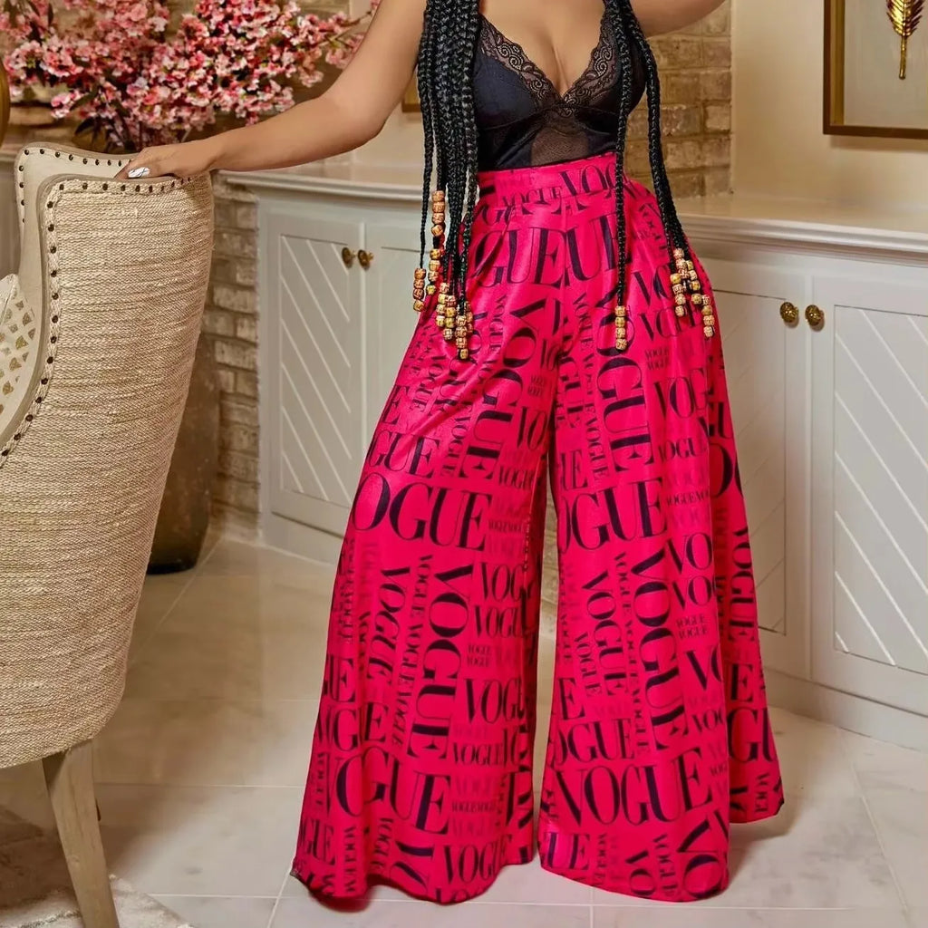 Elegant Women’s High-Waist Printed Pants