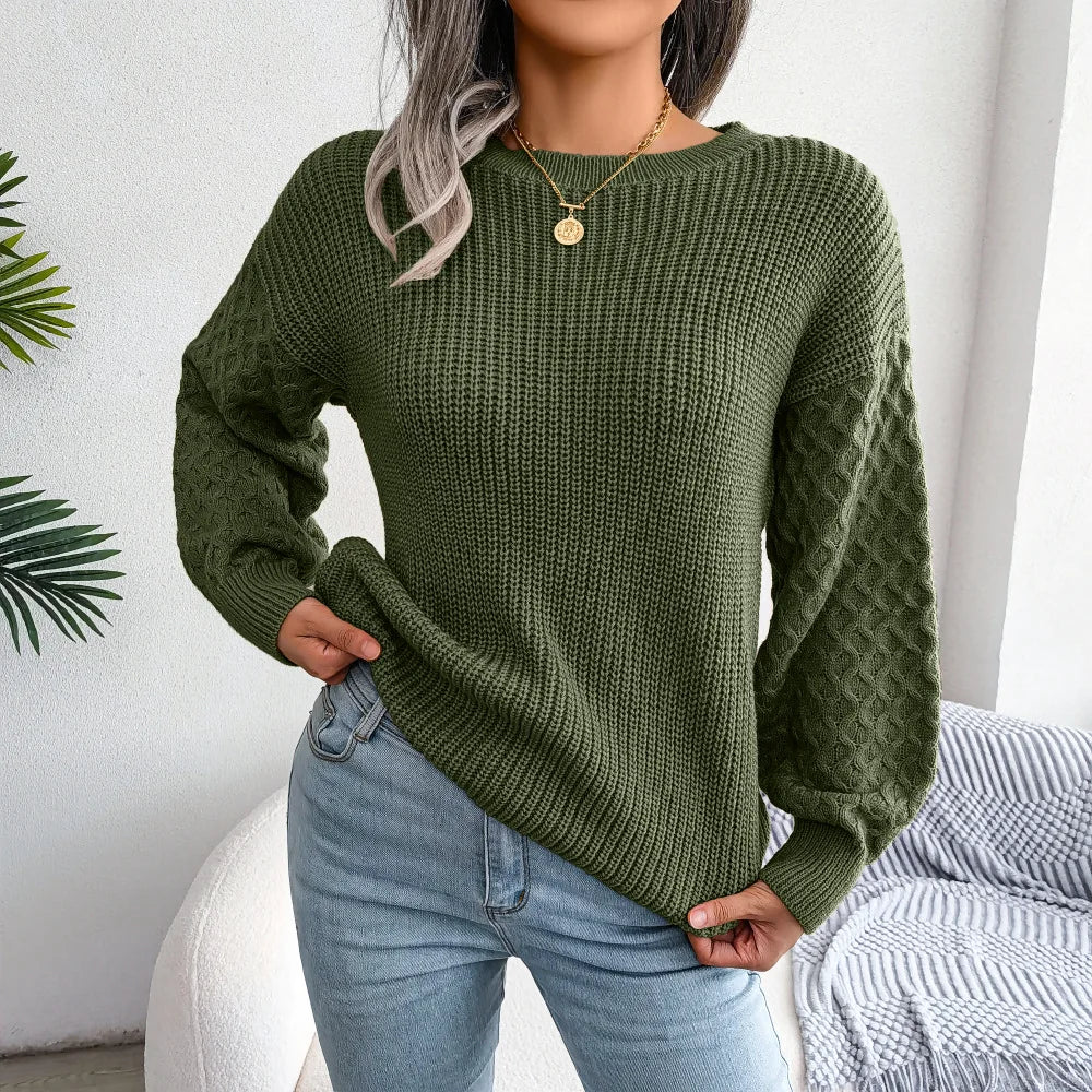 Autumn Winter Lantern Sleeve Knitted Sweater