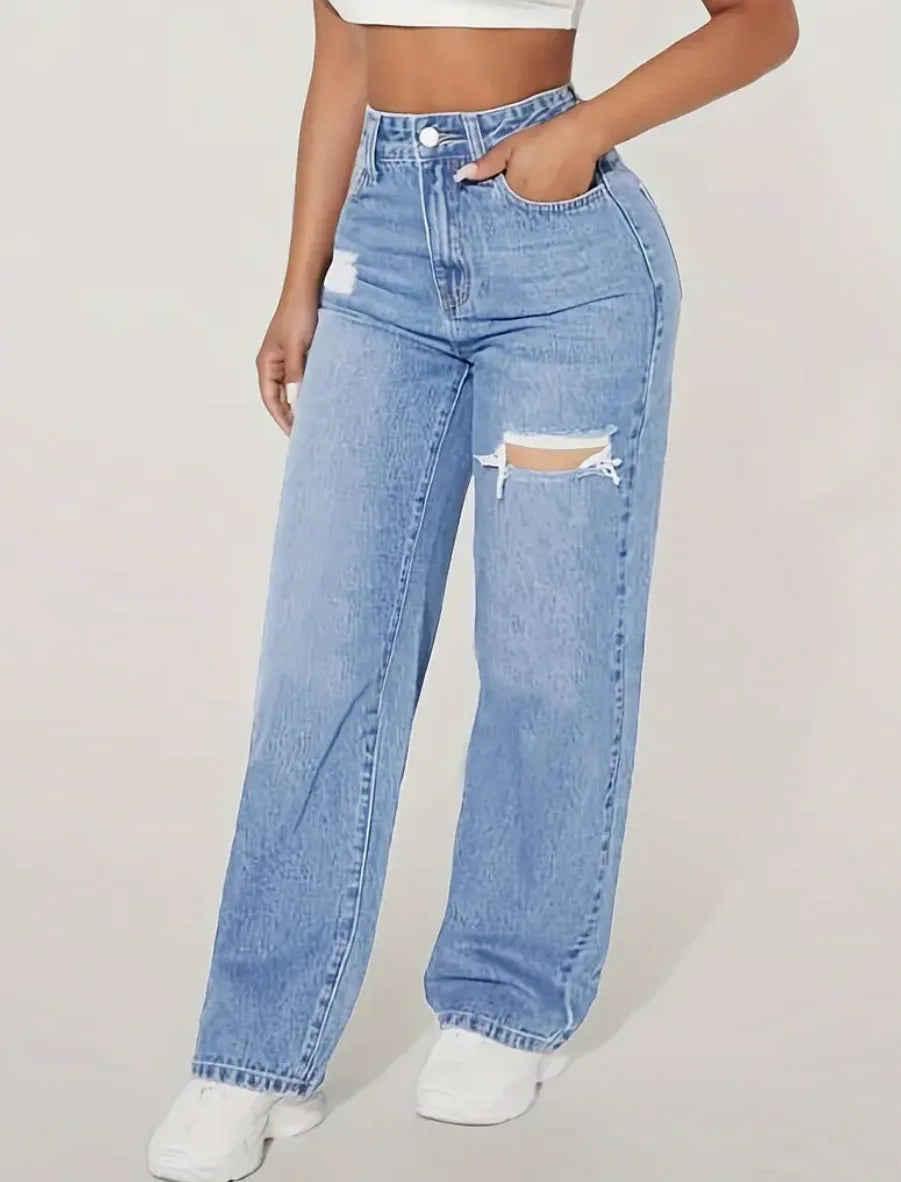 Women’s High-Waist Wide-Leg Mom Jeans