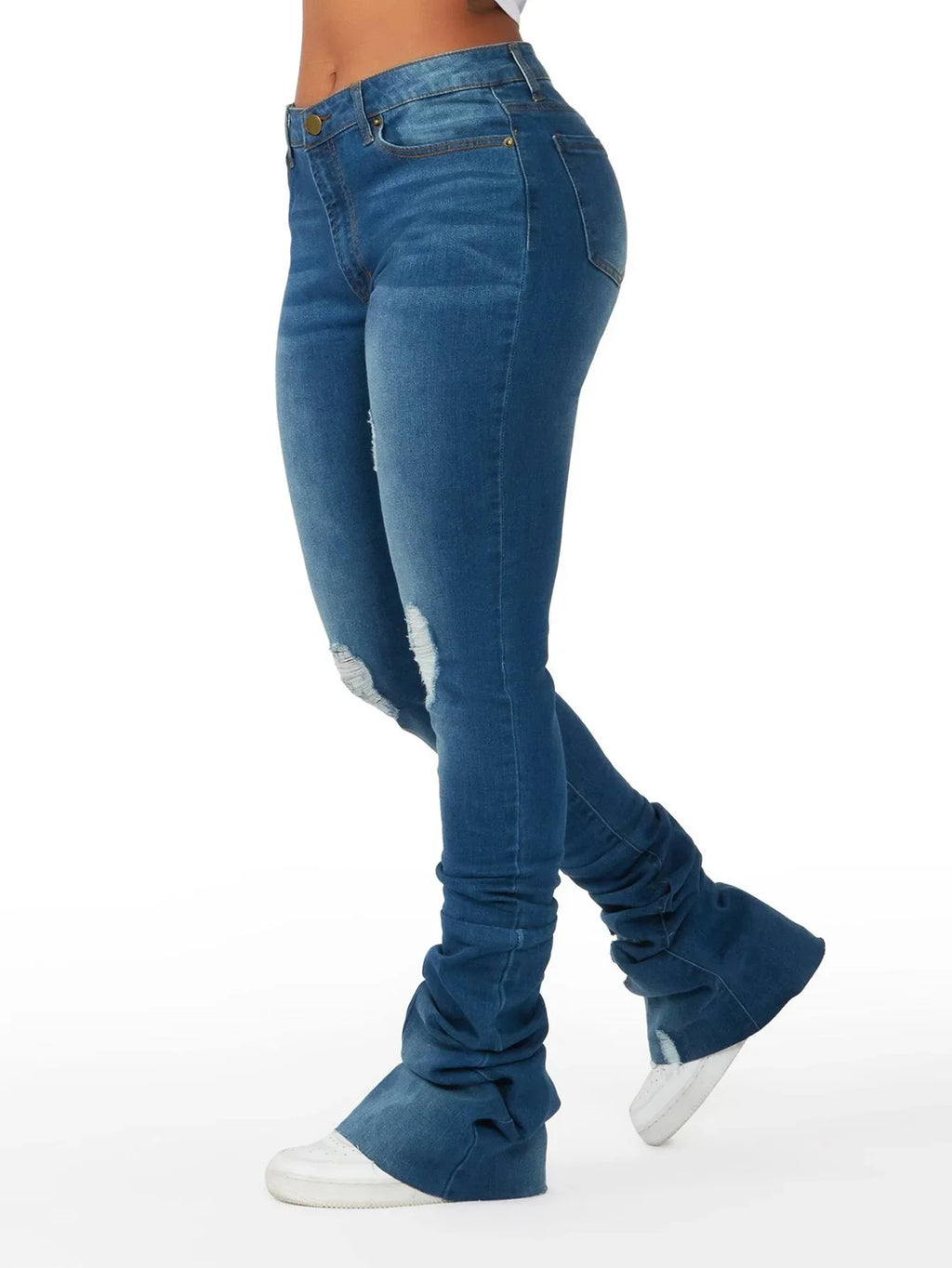 Women’s High-Waist Ripped Denim Pants