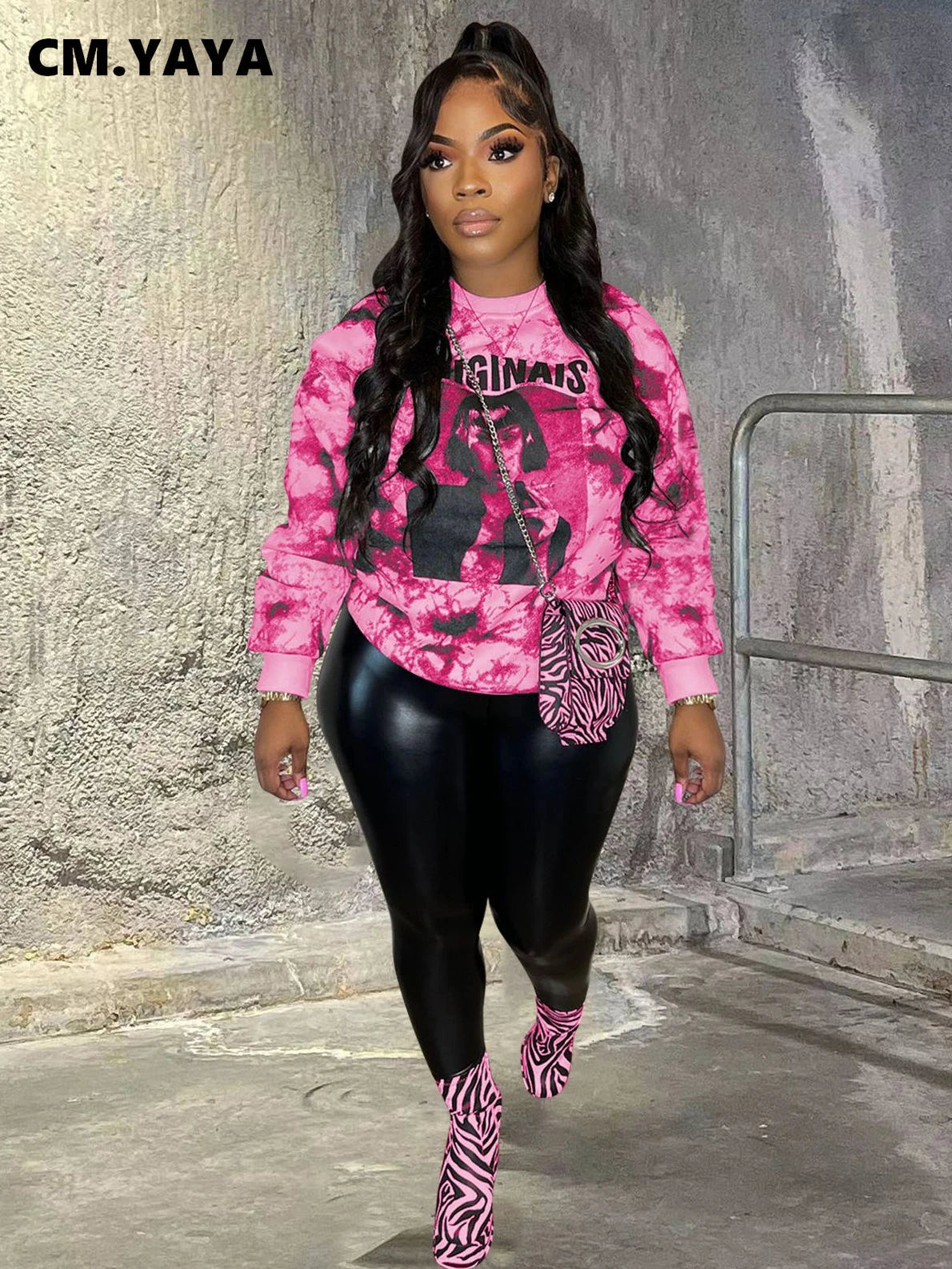 Tie Dye Letter Printed Long Sleeve O-neck Sweatshirt