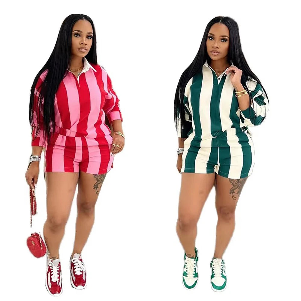 Women’s Striped Polo Set