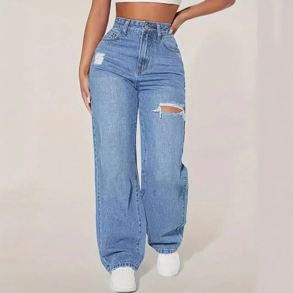 Women’s High-Waist Wide-Leg Mom Jeans