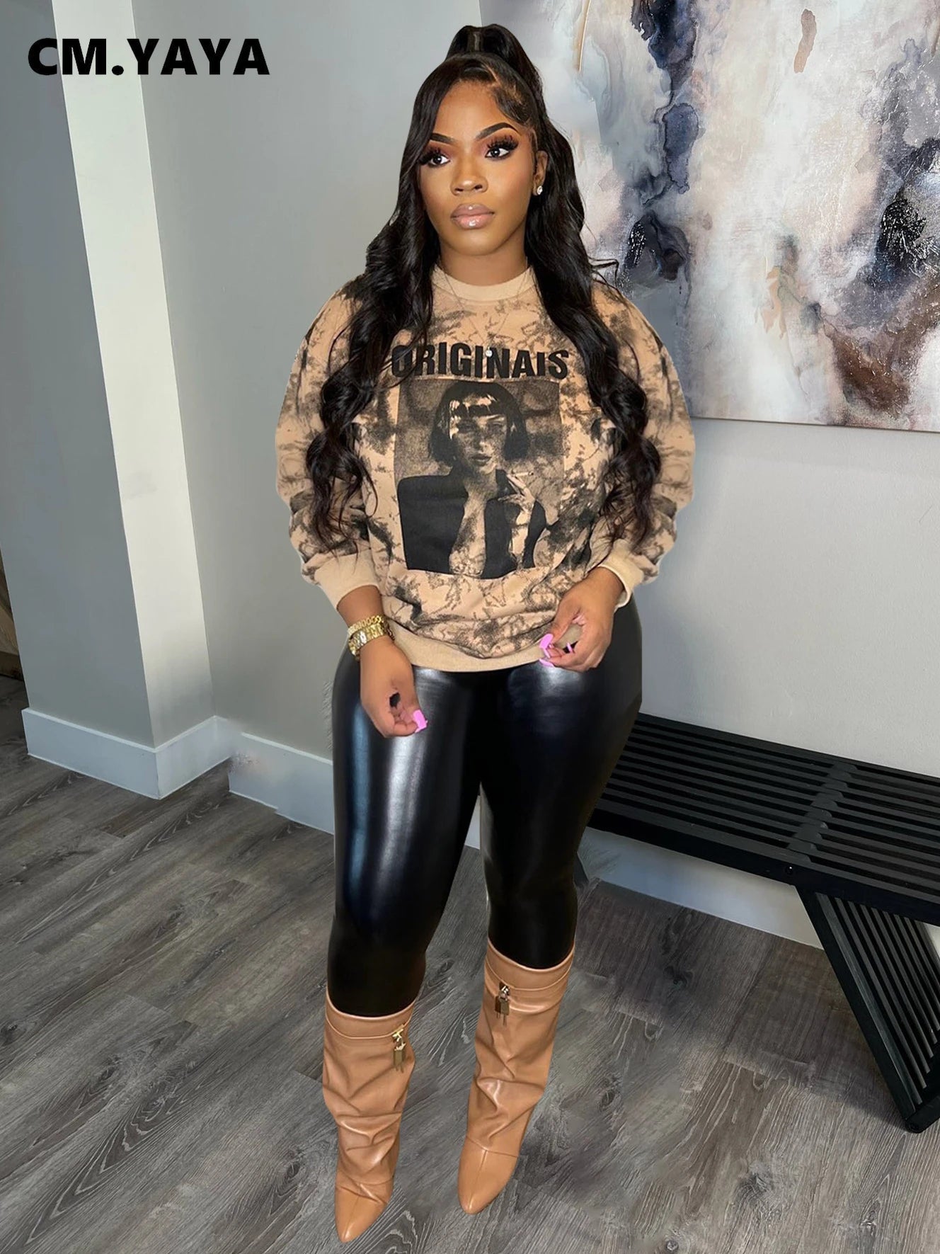 Tie Dye Letter Printed Long Sleeve O-neck Sweatshirt